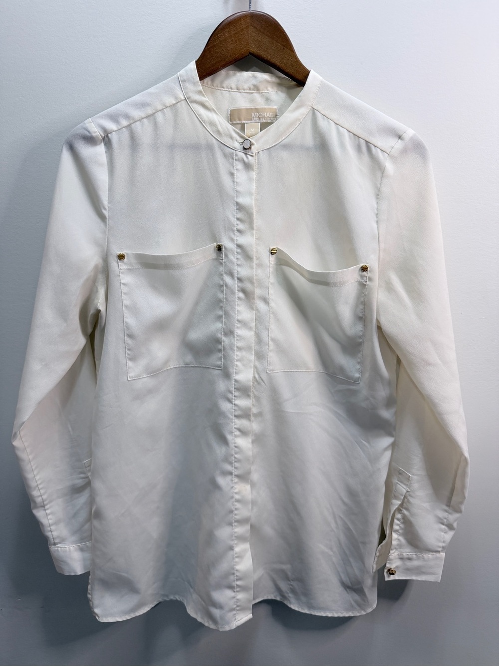 Michael Kors Cream Button-Front Long Sleeve Blouse Size M 28x21